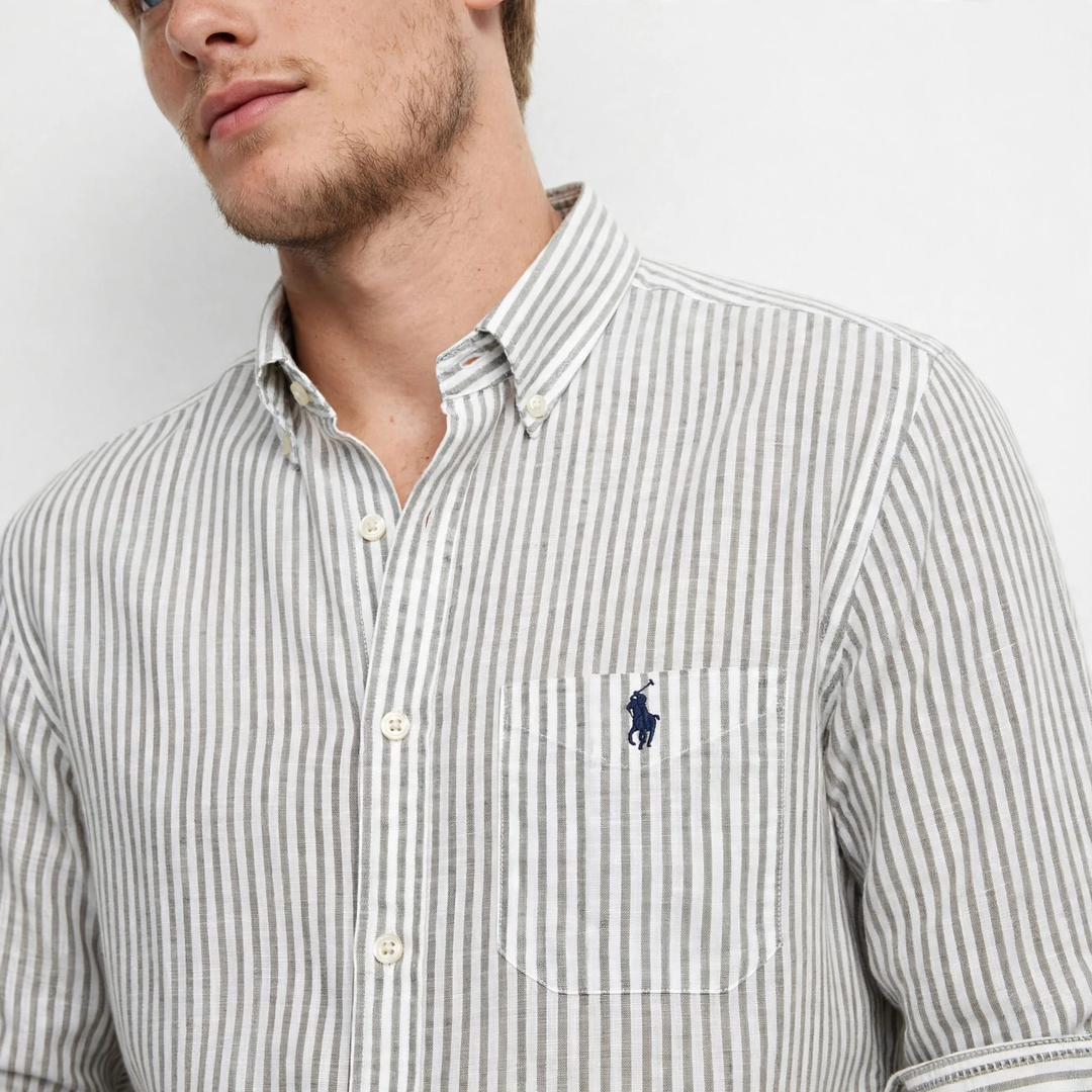 Men’s Grey Vertical Stripe Shirt
