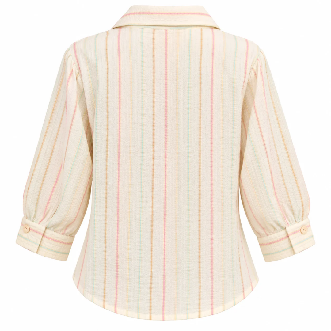 Women's White Floral Embroidered Button-Down Shirt