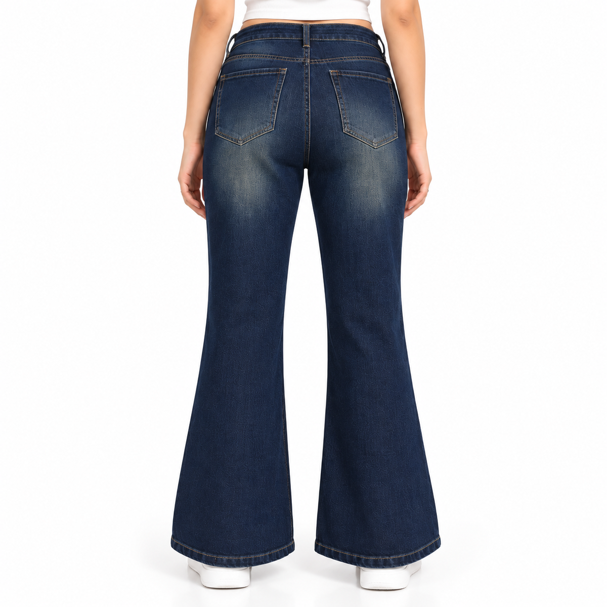 Women's High-Waist Flared Bootcut Jeans Dark Blue