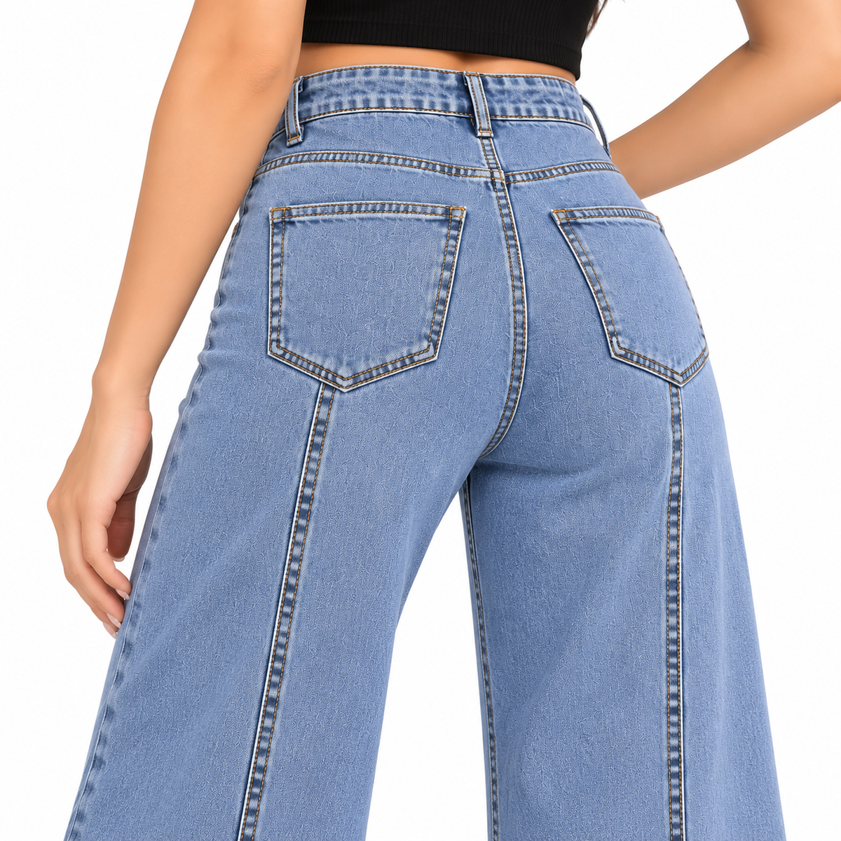 Women's High Rise Flared Bell Bottom Jeans – Light Blue