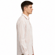 Men’s Light Beige and White Striped Shirt