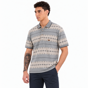 Men’s Grey Geometric Print Polo T-Shirt