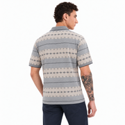 Men’s Grey Geometric Print Polo T-Shirt