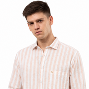 Men’s Light Beige and White Striped Shirt