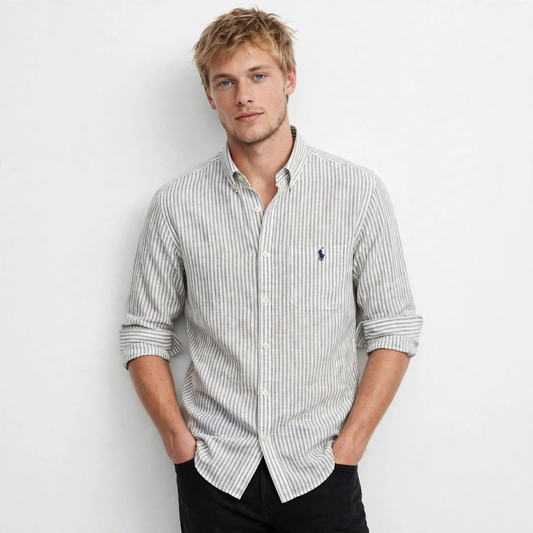 Men’s Grey Vertical Stripe Shirt