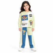 Girls’ Lime Green & Blue Graphic Sweatshirt and Track Pants Co-Ord Set