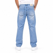 Men's Light Blue Straight Fit Jeans | Solid Denim Casual Wear