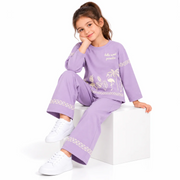 Girls' Lavender Graphic Sweatshirt and Pants Co-Ord Set (5-11 years)