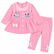 Baby Girls Pink Embroidered Frock & Pants Set