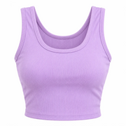 Women's Lavender Ribbed Sleeveless Crop Top