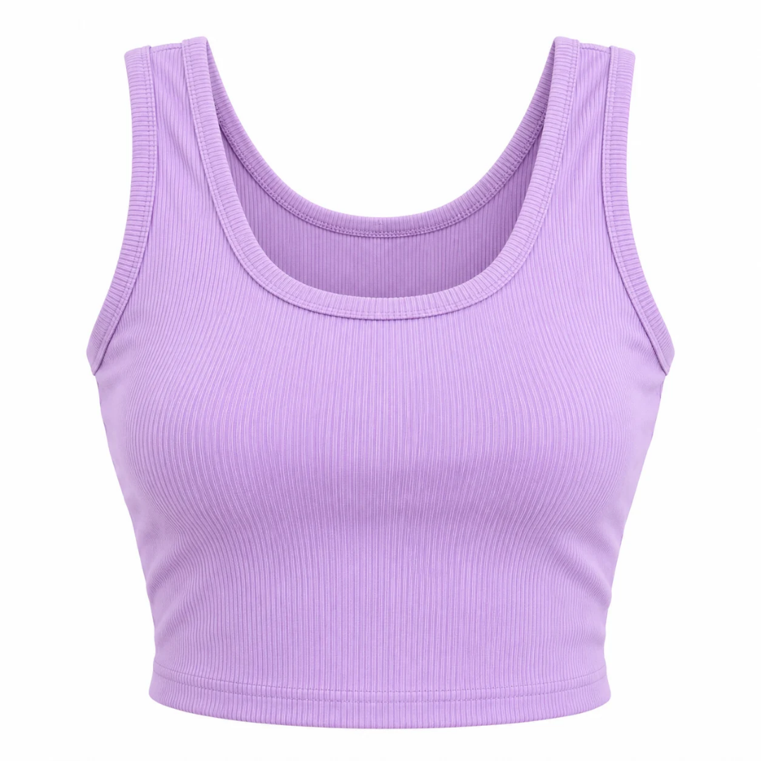 Women's Lavender Ribbed Sleeveless Crop Top