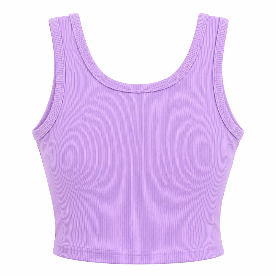 Women's Lavender Ribbed Sleeveless Crop Top