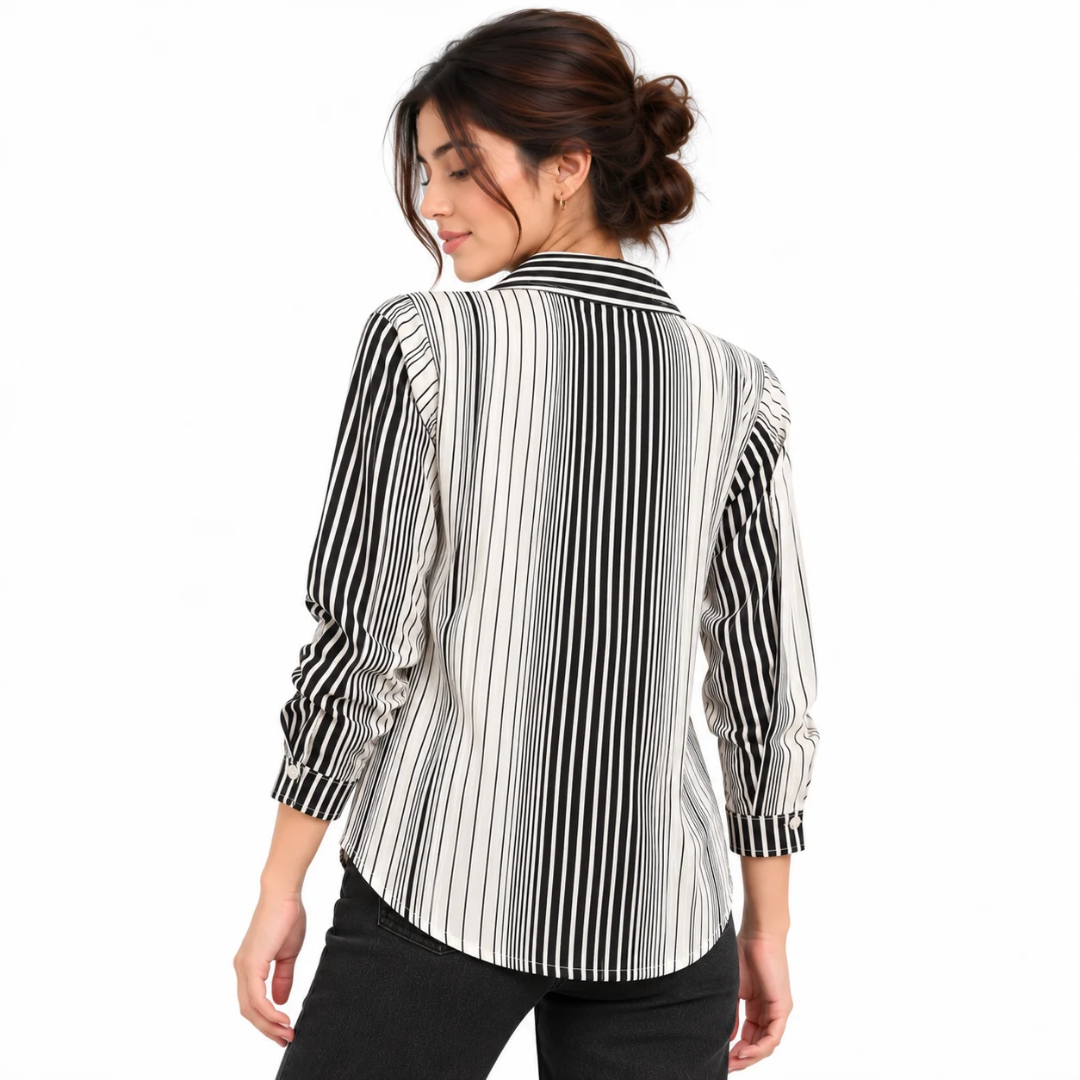 Women's Black & White Vertical Striped