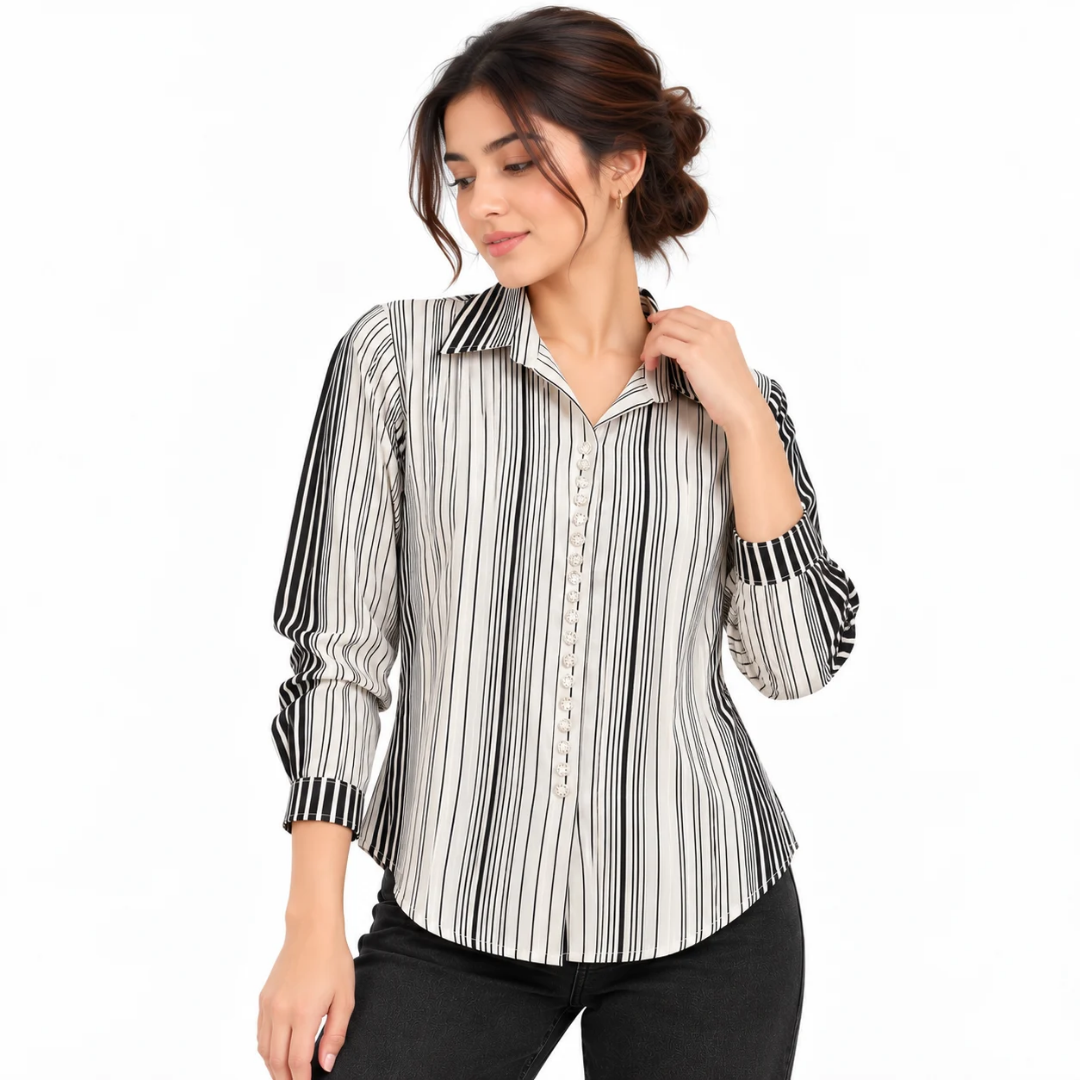 Women's Black & White Vertical Striped