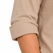 Men's Beige Mandarin Collar Solid Kurta