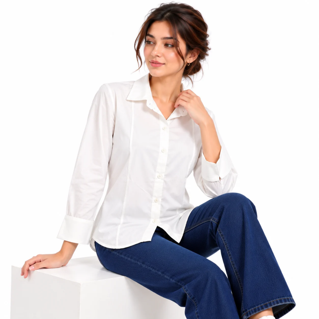 Women's White Classic Button-Down Shirt