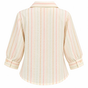 Women's White Floral Embroidered Button-Down Shirt