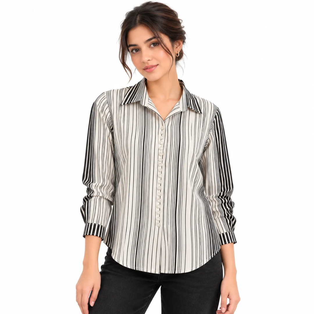 Women's Black & White Vertical Striped