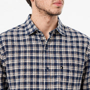 Men's Navy Blue & Off-White Check Shirt