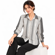 Women's Black & White Vertical Striped