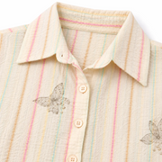 Women's White Floral Embroidered Button-Down Shirt