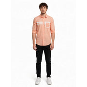 Men's Peach Pink Shirt with White Details