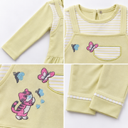 Baby Girl Lemon Yellow Embroidered Tunic & Pants Set – 6–12 Months
