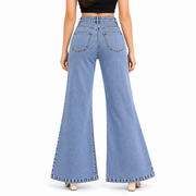 Women's High Rise Flared Bell Bottom Jeans – Light Blue