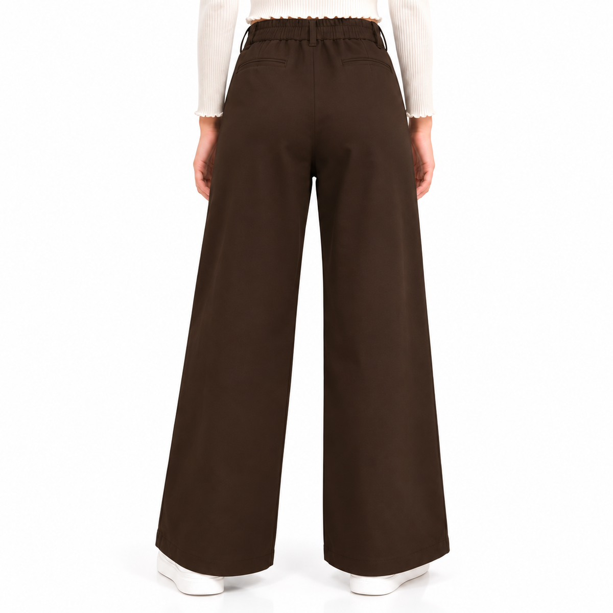 Women's High-Waist Straight Fit Trouser Pant  Dark Brown