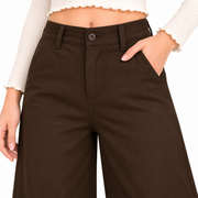 Women's High-Waist Straight Fit Trouser Pant  Dark Brown