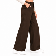 Women's High-Waist Straight Fit Trouser Pant  Dark Brown