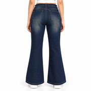 Women's High-Waist Flared Bootcut Jeans Dark Blue