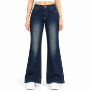 Women's High-Waist Flared Bootcut Jeans Dark Blue