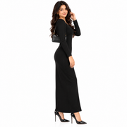 Women's Black Full Sleeve Bodycon Maxi Dress