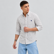 Men’s Off White Geometric Print Shirt