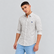 Men’s Off White Geometric Print Shirt