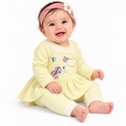 Baby Girl Lemon Yellow Embroidered Tunic & Pants Set – 6–12 Months