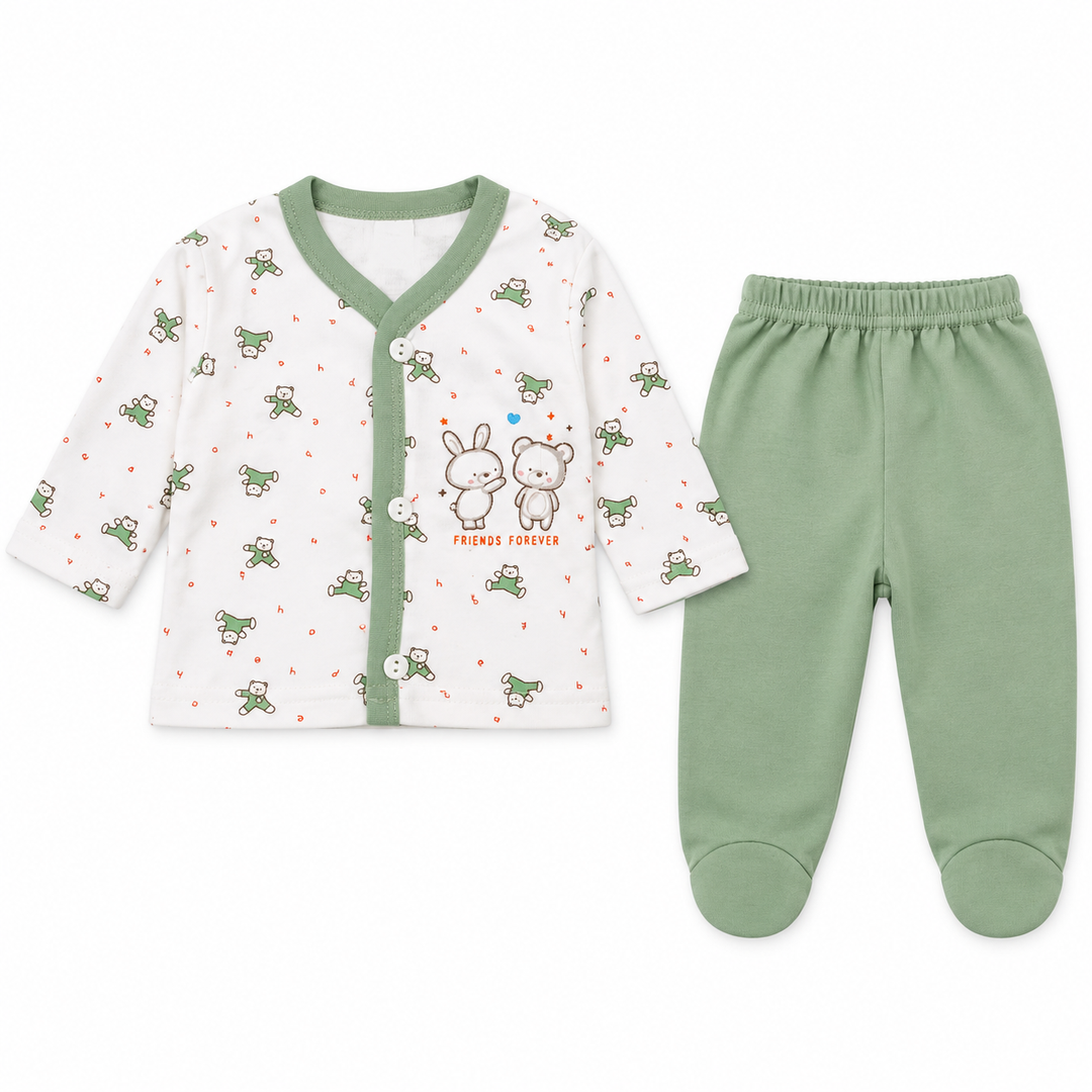 Little Angels Baby Cotton Printed V-Neck Shirt & Pyjama Set (3–8 Months)
