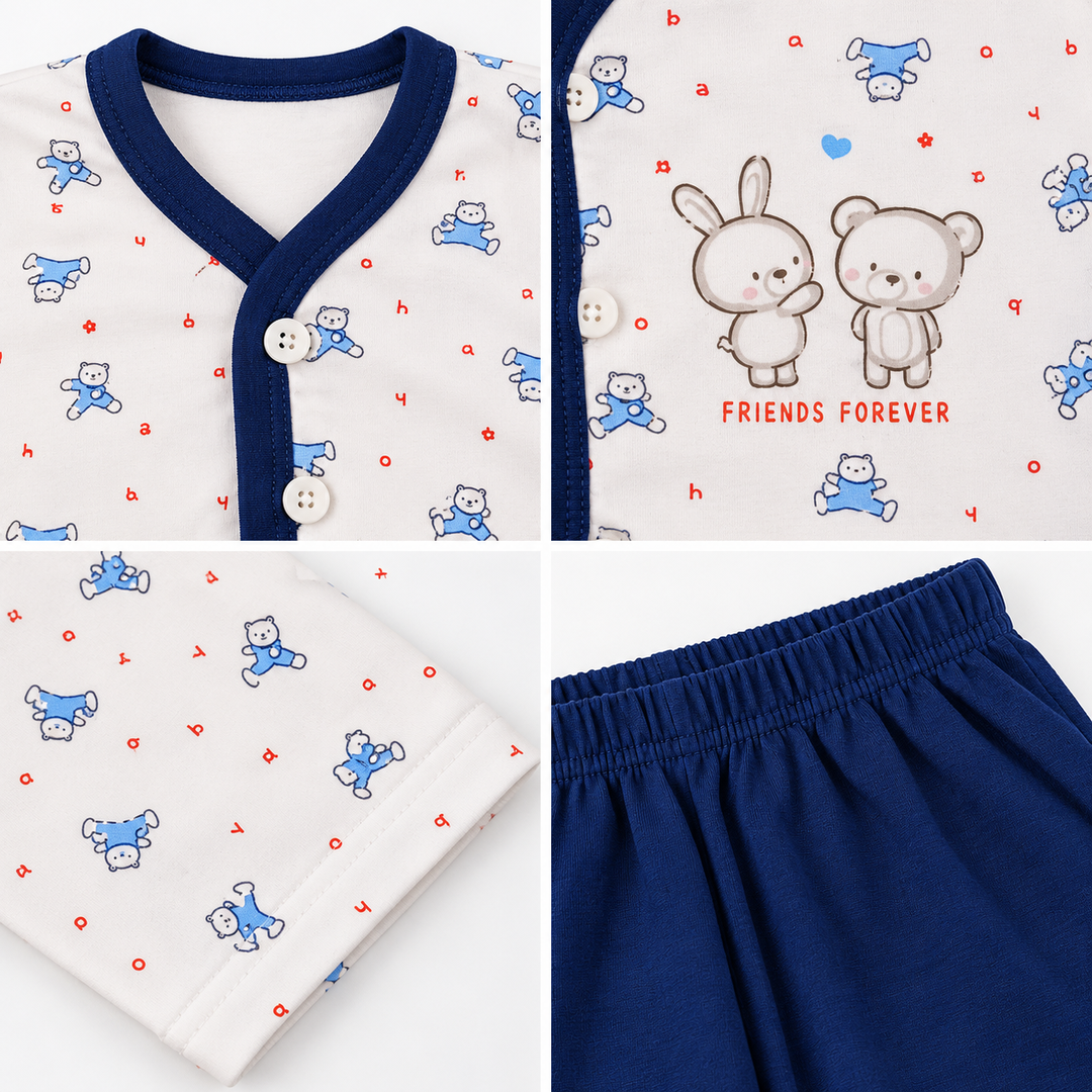 Newborn Cotton Printed Shirt & Pyjama Set 0–6 Months