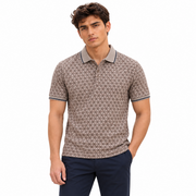 Men’s Taupe Grey Printed Polo T-Shirt