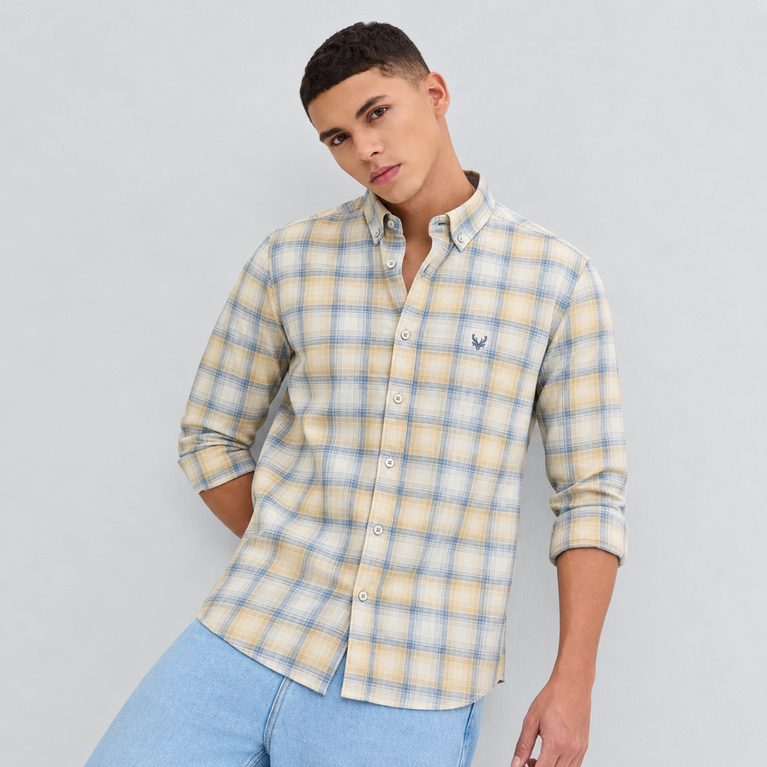 Men’s Cream Plaid Shirt