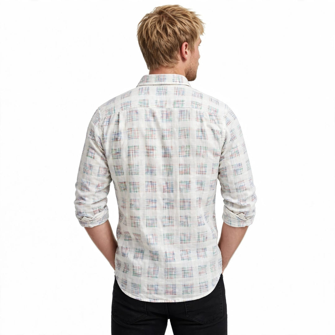 Men's White Pastel Checked Shirt