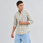 Men’s Cream Plaid Shirt