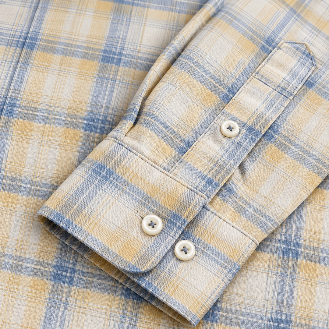 Men’s Cream Plaid Shirt