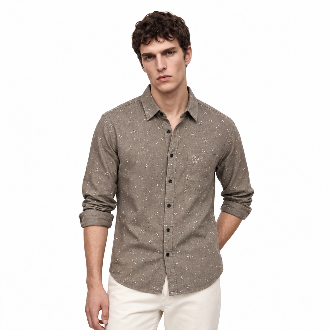 Men’s Taupe Printed Shirt