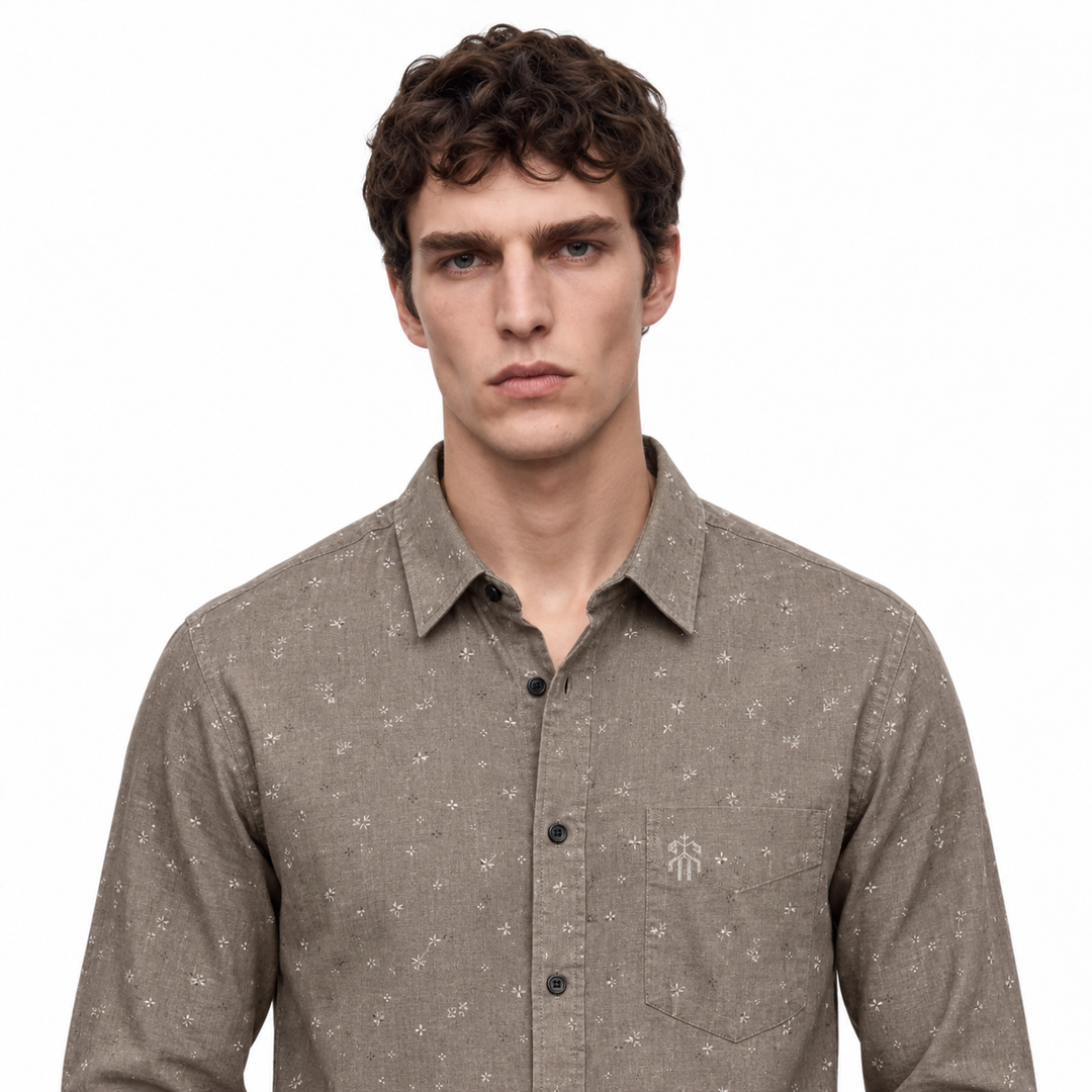Men’s Taupe Printed Shirt