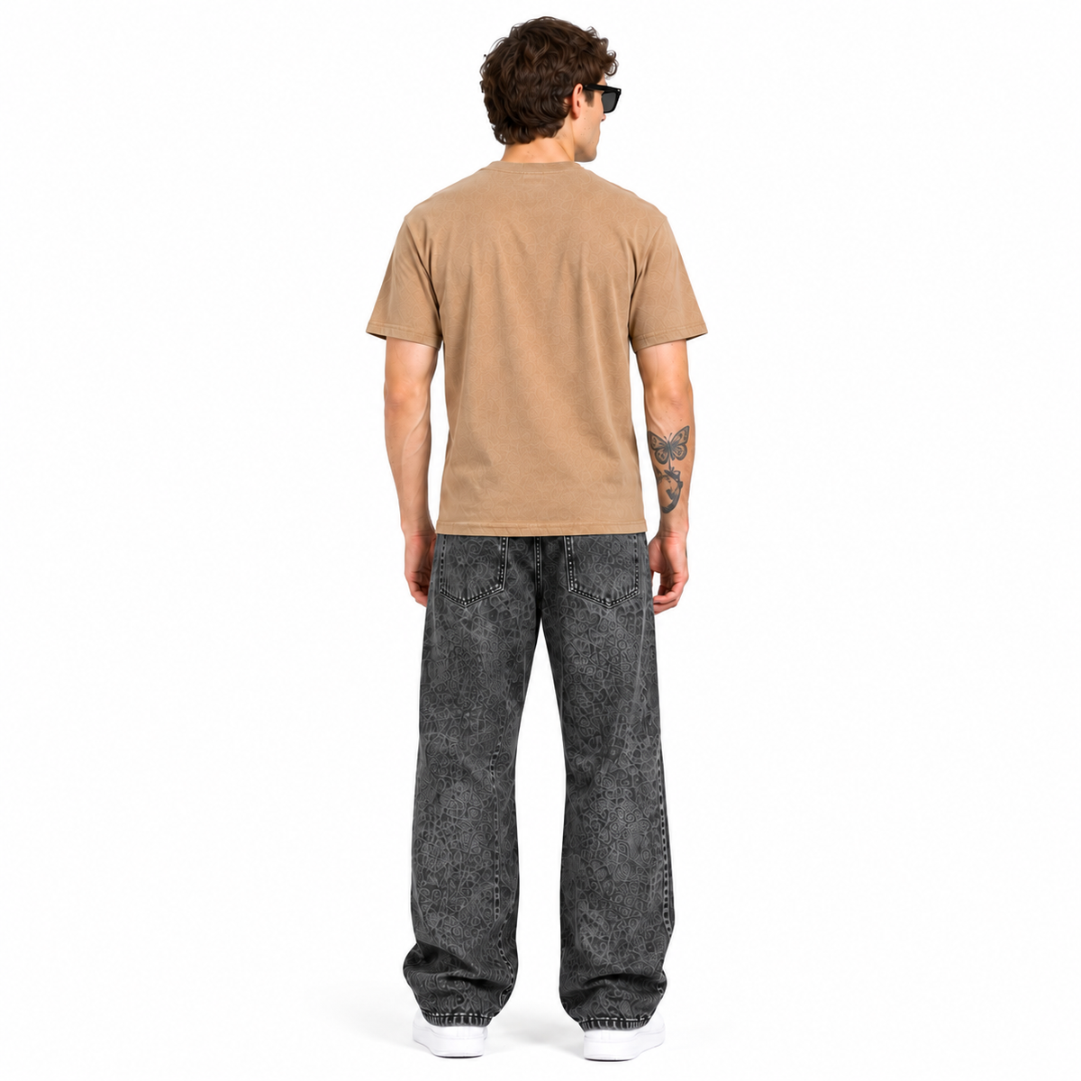 Men’s Tan Geometric Print T-Shirt