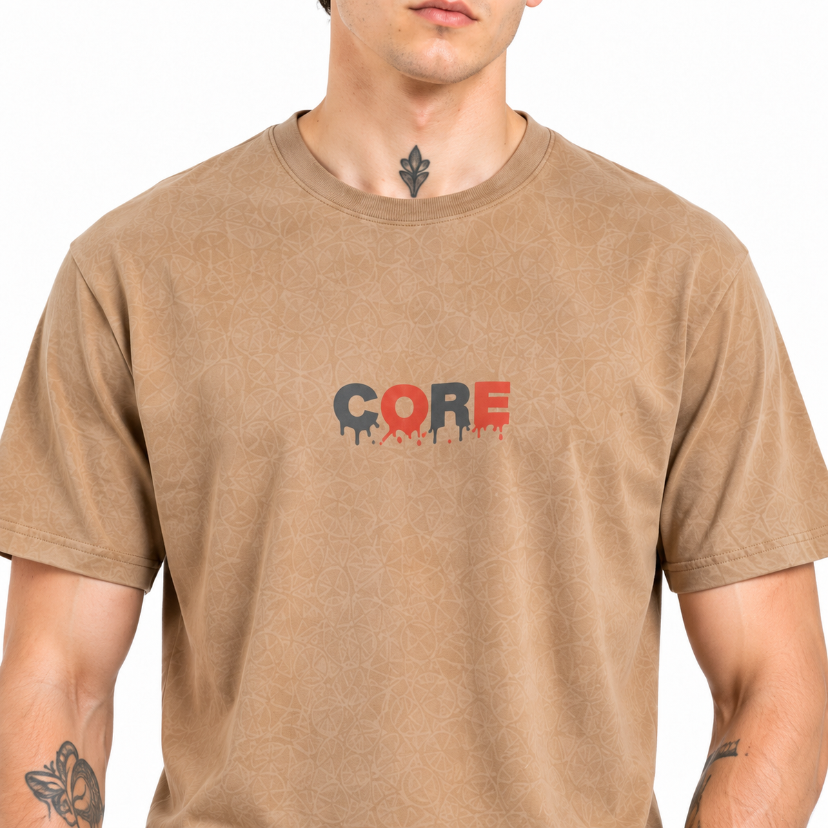 Men’s Tan Geometric Print T-Shirt