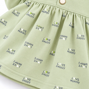 Girls’ Light Green Full-Sleeve Printed Frock & Pants Set