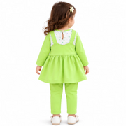 Baby Girls Lime Green Fish Embroidered Frock & Pants Set